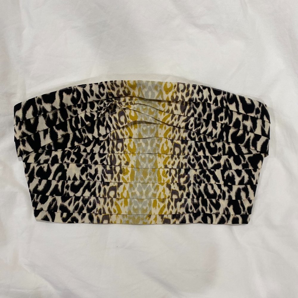 Silence + Noise Animal Print Strapless Crop Top